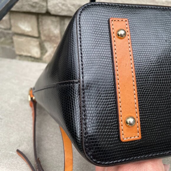 DOONEY & BOURKE SIENA SERENA DRAWSTRING BUCKET SHOULDER BAG Black Leather Tassel - Picture 12 of 16